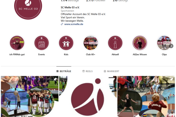 Einheitliche Vereinspräsenz in den sozialen Medien  SC Melle 